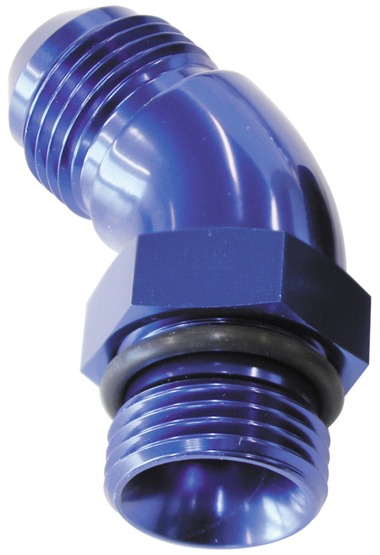 AF902-06 - 45 DEG -6ORB TO -6AN COMPLETE WITH JAM NUT AND O-RING BLUE