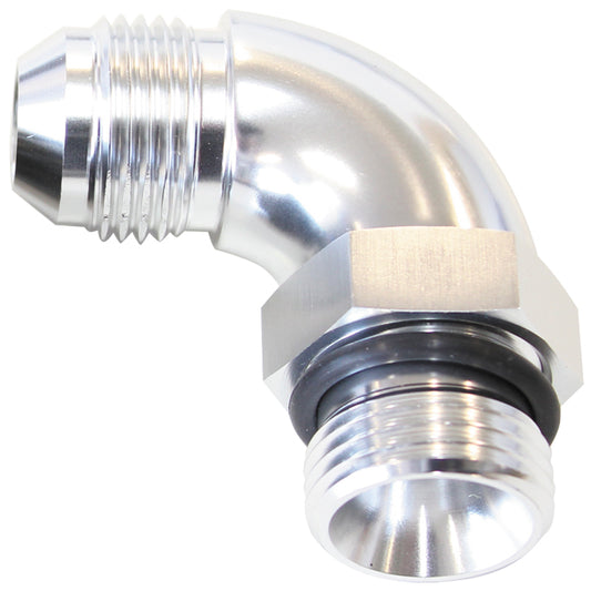 AF903-16S - 90 DEG -16ORB TO -16AN COMPLETWITH JAM NUT AND O-RING SILVER