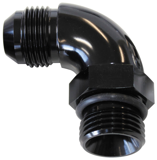 AF903-20BLK - 90 DEG -20ORB TO -20AN COMPLETWITH JAM NUT AND O-RING BLACK