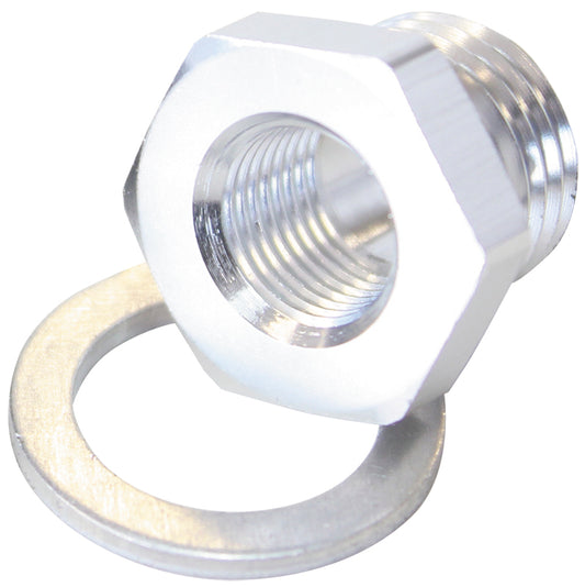 AF912-M12-02S - M12X1.5 PIPE REDUCER TO F/MALE1/8" NPT SILVER LS TEMP ADAPT