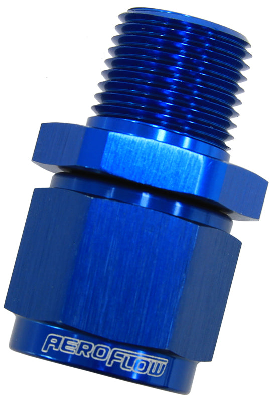 AF916-08-06 - 3/8" NPT TO -8AN FEMALE NUT BLUE STRAIGHT SWIVEL NUT