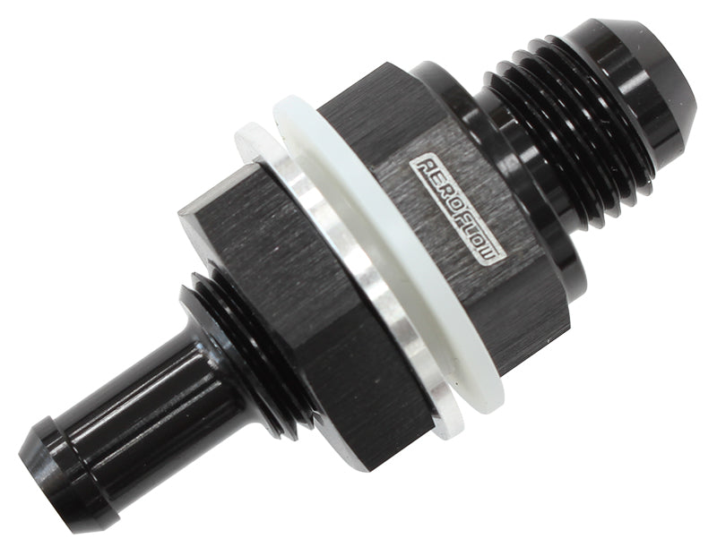 AF927-06-05BLK - -6AN BULKHEAD FITTING W/ 5/16"BARB FOR PUSH ON HOSE