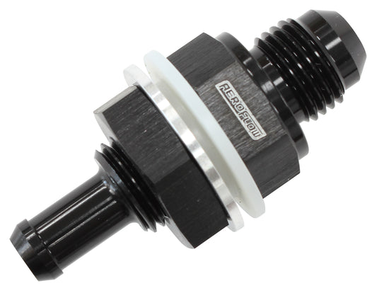 AF927-08-08BLK - -8AN BULKHEAD FITTING WITH 1/2BARB FOR PUSH ON HOSE
