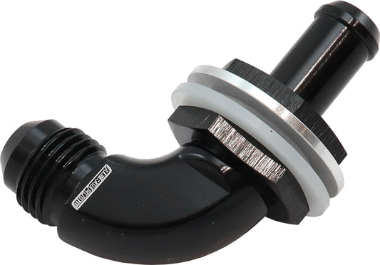 AF937-06-05BLK - 90 DEG BULKHEAD FITTING -6AN TO 5/16" 8mm BARB PUSH ON