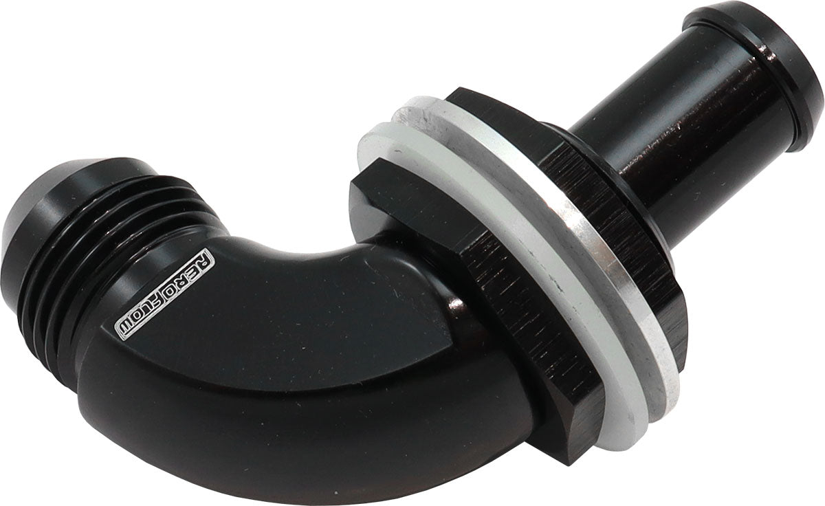 AF937-08-08BLK - 90 DEG BULKHEAD FITTING -8AN TO 1/2" 12mm BARB PUSH ON