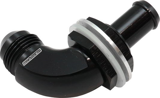 AF937-08-08BLK - 90 DEG BULKHEAD FITTING -8AN TO 1/2" 12mm BARB PUSH ON