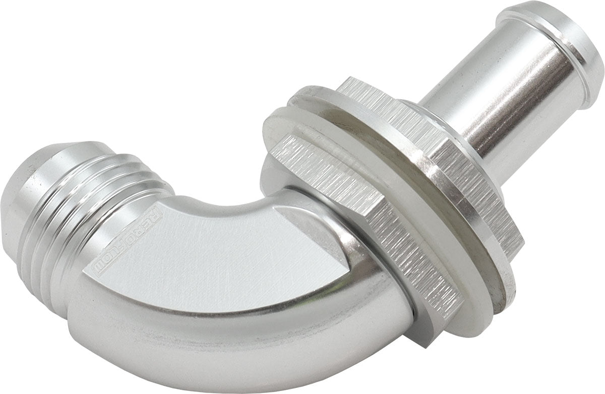 AF937-08-08S - 90 DEG BULKHEAD FITTING -8AN TO 1/2" 12mm BARB PUSH ON