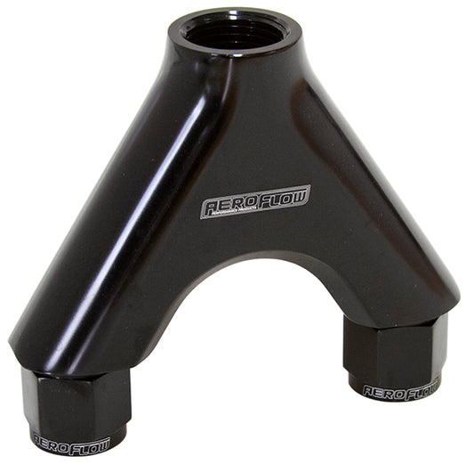 AF939-08-10BLK - BILLET Y-PIECE 2X -8AN FEMALE TO 1X -10ORB BLACK
