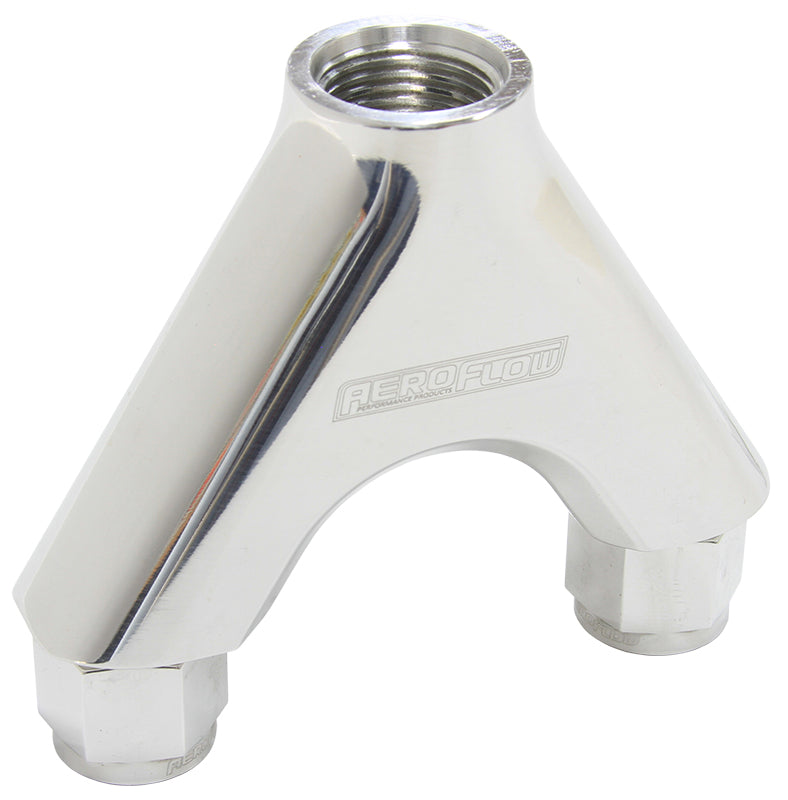 AF939-08-10P - BILLET Y-PIECE 2X -8AN FEMALE TO 1X -10ORB POLISHED