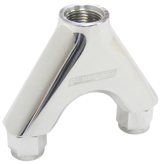 AF939-08-10P - BILLET Y-PIECE 2X -8AN FEMALE TO 1X -10ORB POLISHED