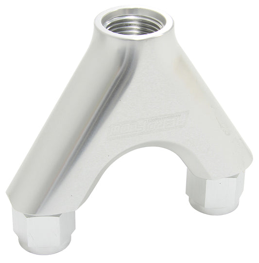AF939-08-10S - BILLET Y-PIECE 2X -8AN FEMALE TO 1X -10ORB SILVER
