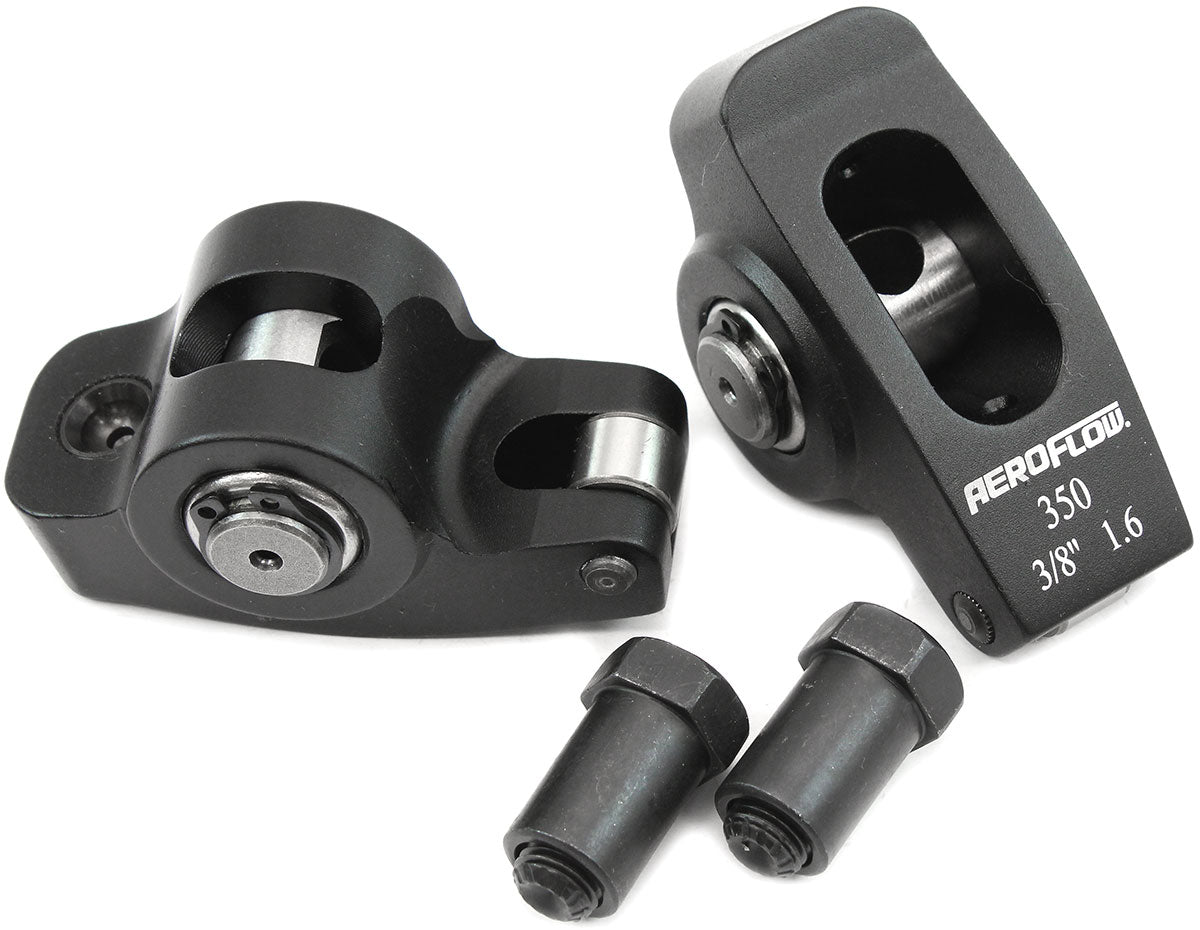 AF95-1102-2 - SBC ROCKER ARMS 3/8" STUD 1.6 RATIO 350 ALLOY 2024 ROLLER PAIR Aeroflow - AF 95-1102-2