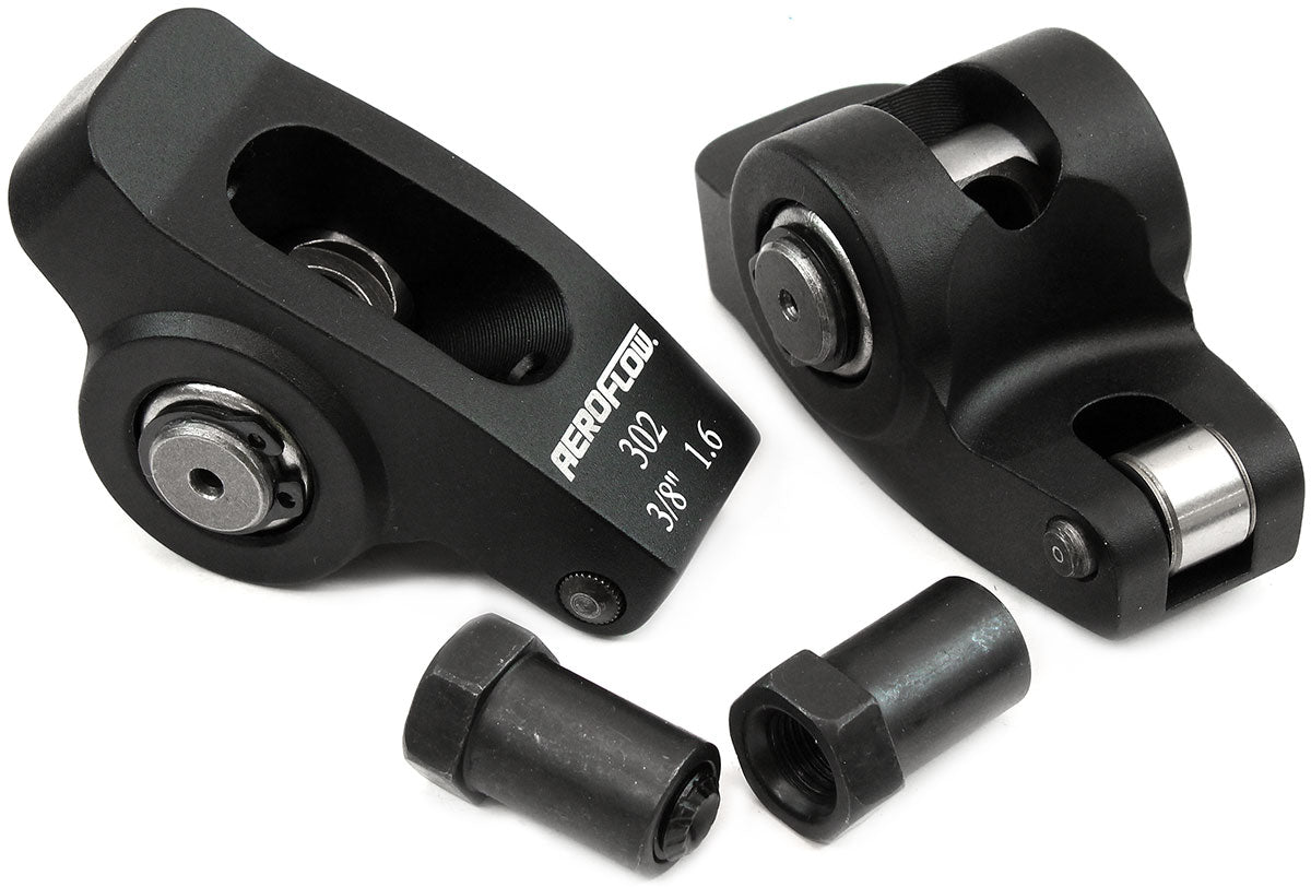 AF95-1120-2 - SBF ROCKER ARMS 3/8" STUD 1.6 RATIO WINDSOR 302 351 ROLLER ALLOY Aeroflow - AF 95-1120-2