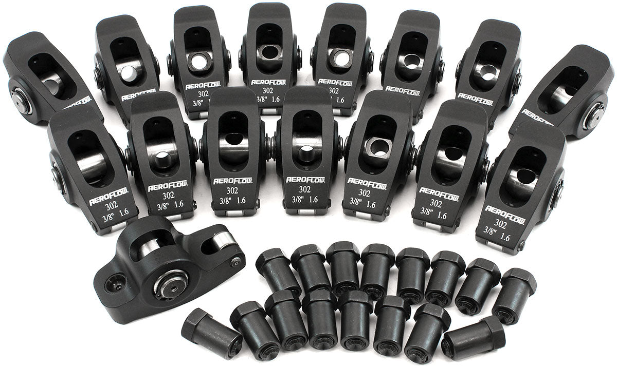 AF95-1120 - SBF ROCKER ARMS 3/8" STUD 1.6 RATIO WINDSOR 302 351 ROLLER ALLOY Aeroflow - AF 95-1120