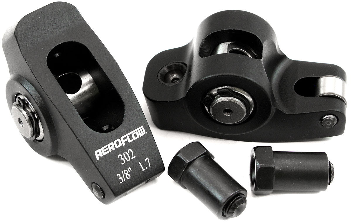 AF95-1121-2 - SBF ROCKER ARMS 3/8" STUD 1.7 RATIO WINDSOR 302 351 ROLLER ALLOY Aeroflow - AF 95-1121-2