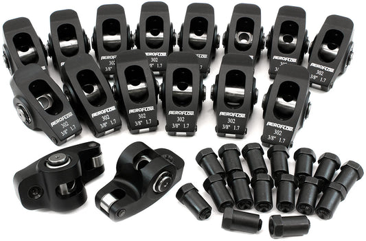 AF95-1121 - SBF ROCKER ARMS 3/8" STUD 1.7 RATIO WINDSOR 302 351 ROLLER ALLOY Aeroflow - AF 95-1121