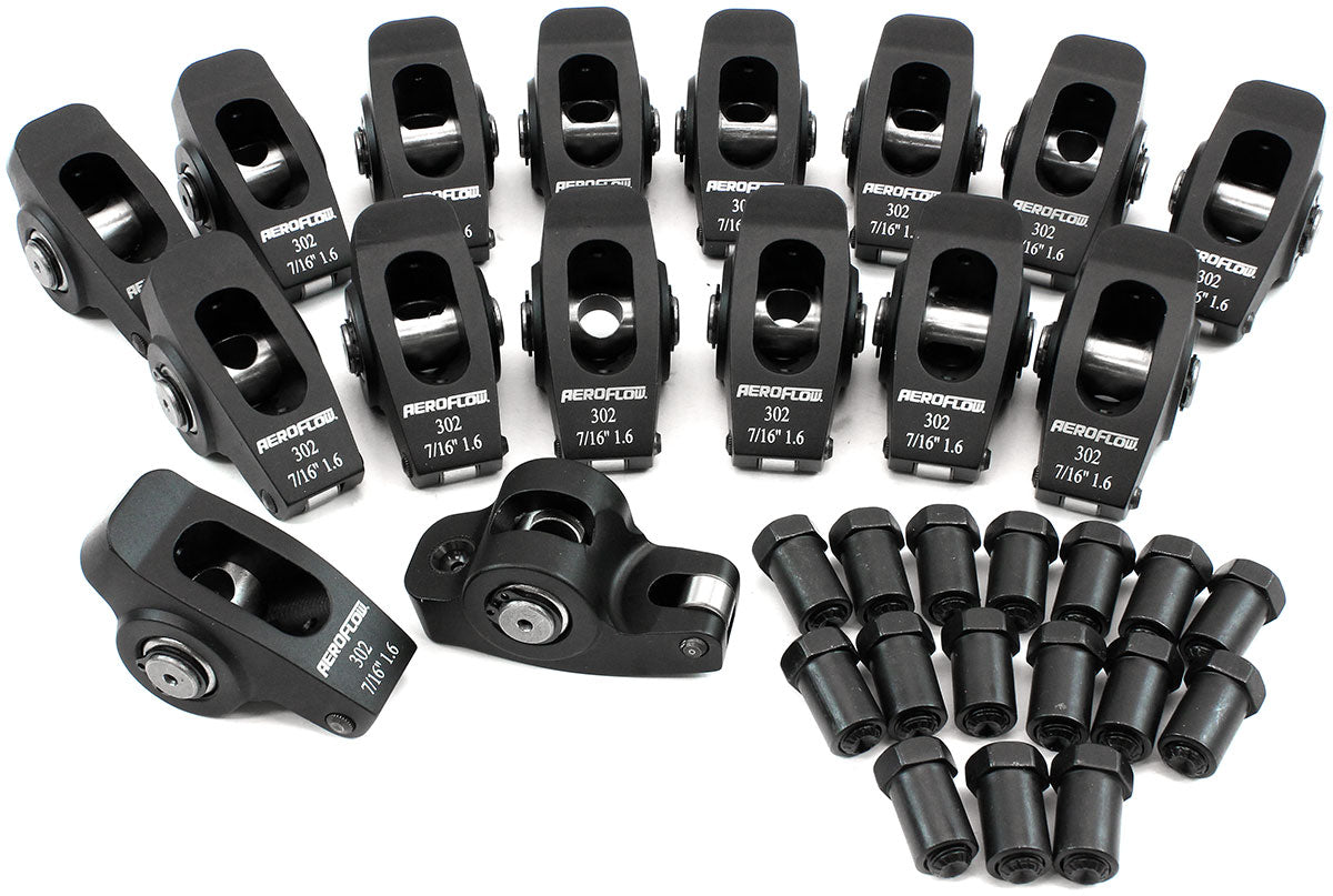 AF95-1122 - SBF ROCKER ARMS 7/16" STUD 1.6RATIO WINDSOR 302 351 ROLLER ALLOY Aeroflow - AF 95-1122