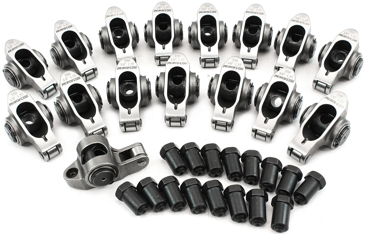AF95-1201 - SBC S/S ROCKER ARMS 3/8" STUD 1.55 RATIO 350 STAINLES ROLLER16 Aeroflow - AF 95-1201