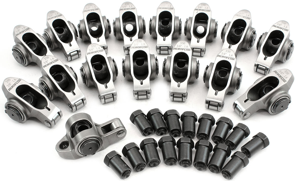 AF95-1202 - SBC S/S ROCKER ARMS 3/8" STUD 1.60 RATIO 350 STAINLES ROLLER16 Aeroflow - AF 95-1202