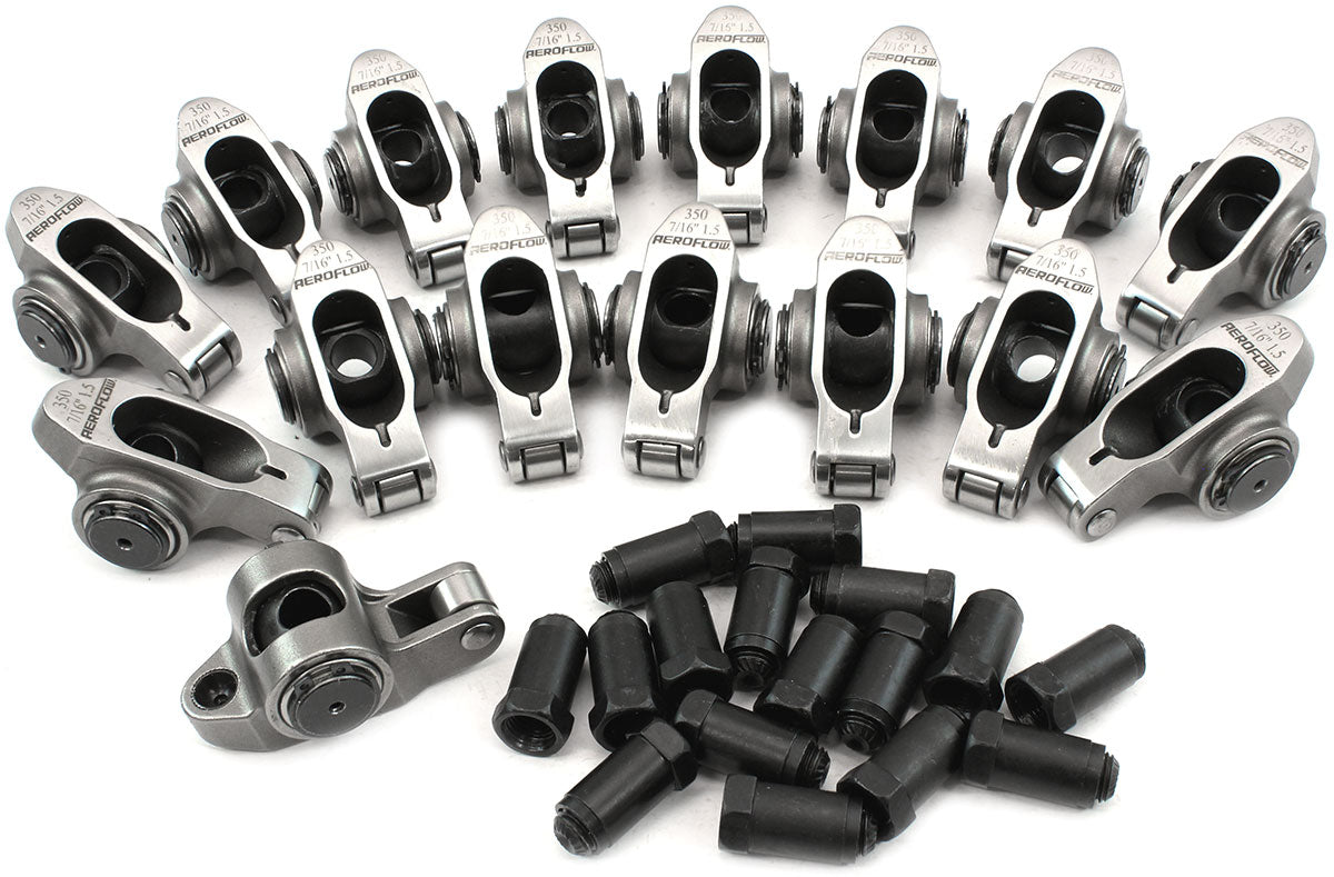 AF95-1205 - SBC S/S ROCKER ARMS 7/16" STUD1.50 RATIO 350 STAINLES ROLLER16 Aeroflow - AF 95-1205
