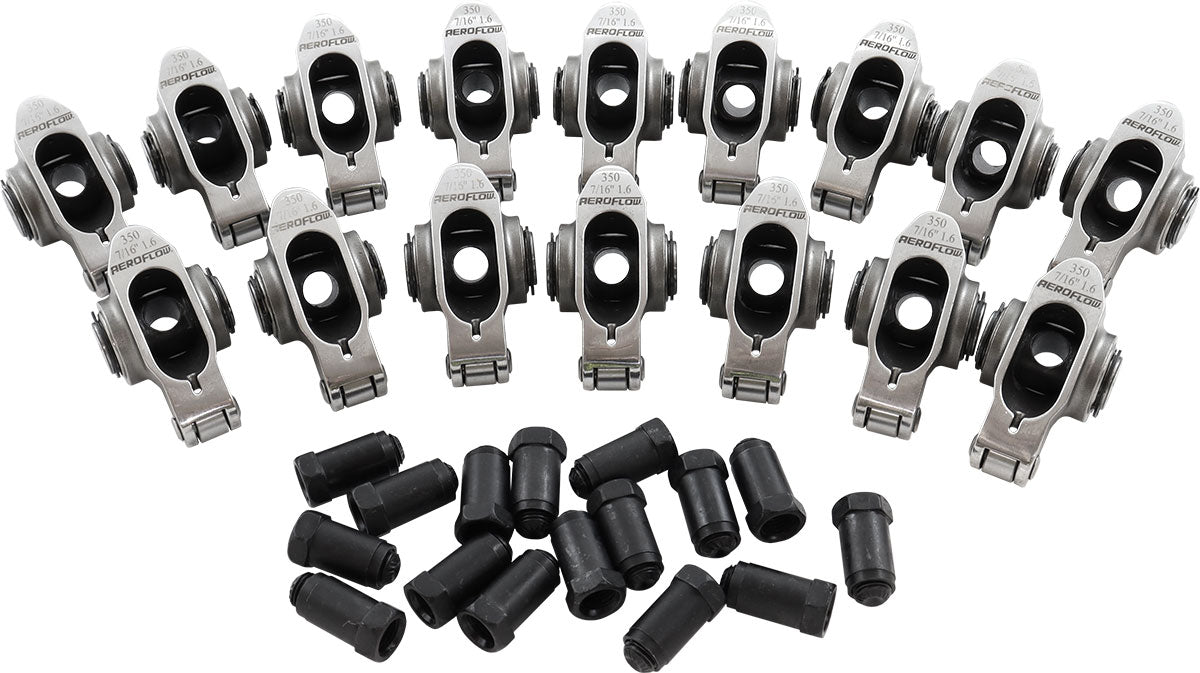 AF95-1207 - SBC S/S ROCKER ARMS 7/16" STUD1.60 RATIO 350 STAINLES ROLLER16 Aeroflow - AF 95-1207