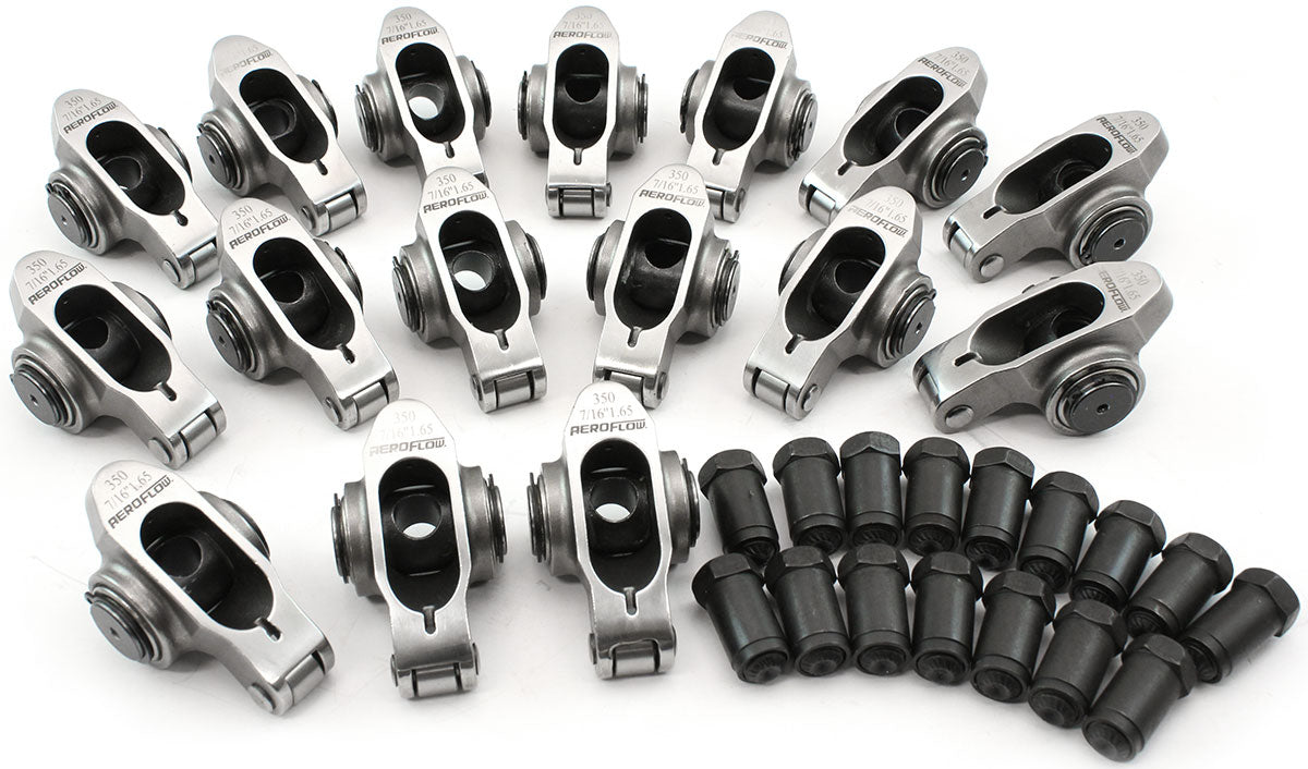 AF95-1208 - SBC S/S ROCKER ARMS 7/16" STUD1.65 RATIO 350 STAINLES ROLLER16 Aeroflow - AF 95-1208
