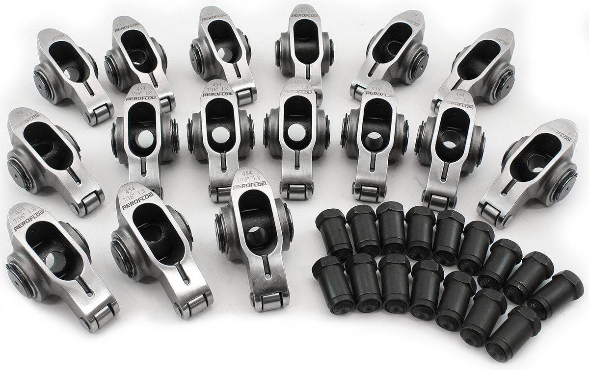 AF95-1217 - BBC S/S ROCKER ARMS 7/16" STUD1.80 RATIO 454 STAINLES ROLLER16 Aeroflow - AF 95-1217