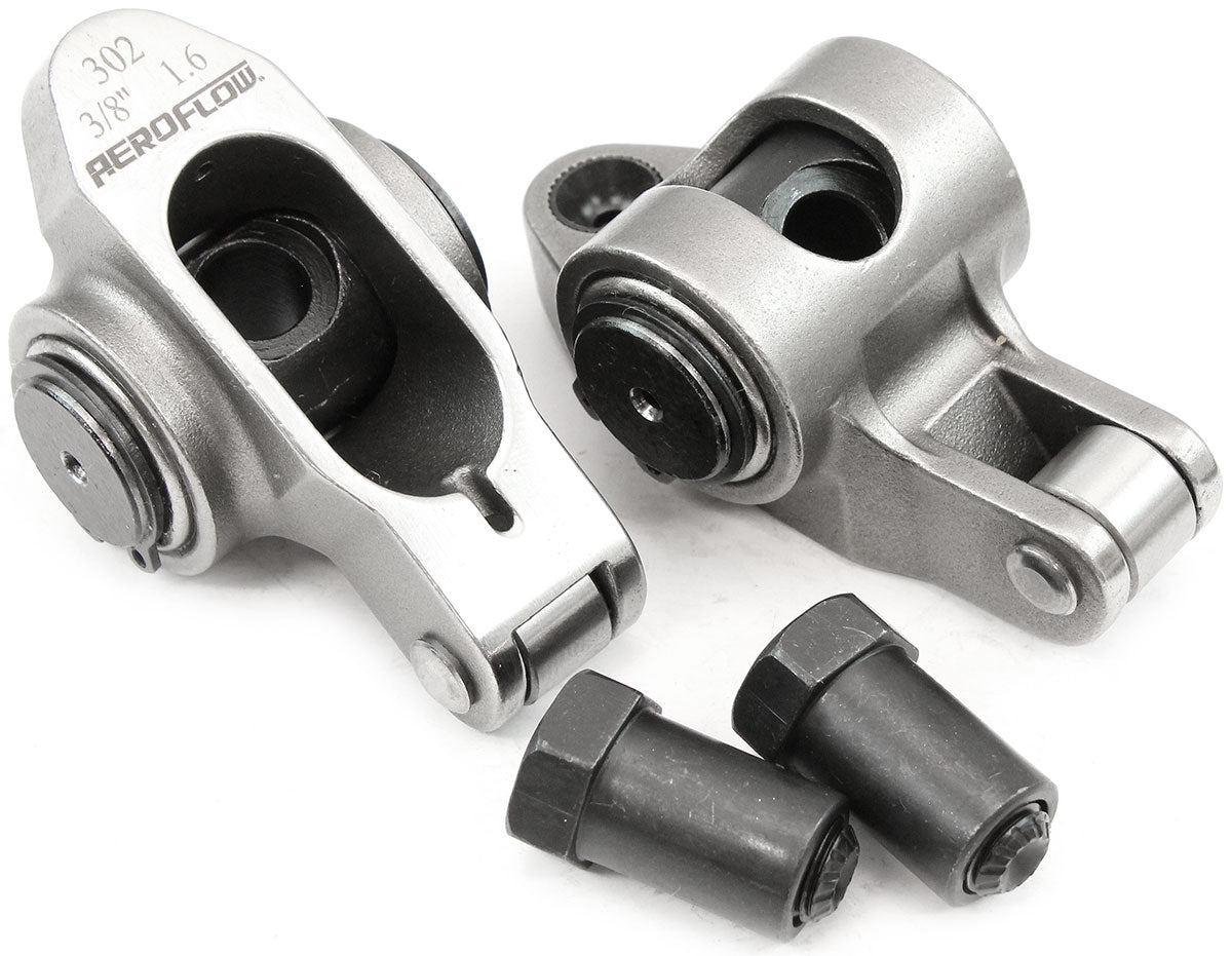 AF95-1220-2 - SBF S/S ROCKER ARMS 3/8" STUD 1.60 WINDSOR 302 351 ROLLER 2 STAINLESS Aeroflow 95-1220-2