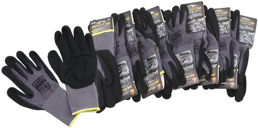 AF98-2221-12 - MECHANIC GLOVES LARGE NITRILE FOAM 12 PAIRS BLACK WORK SHOP