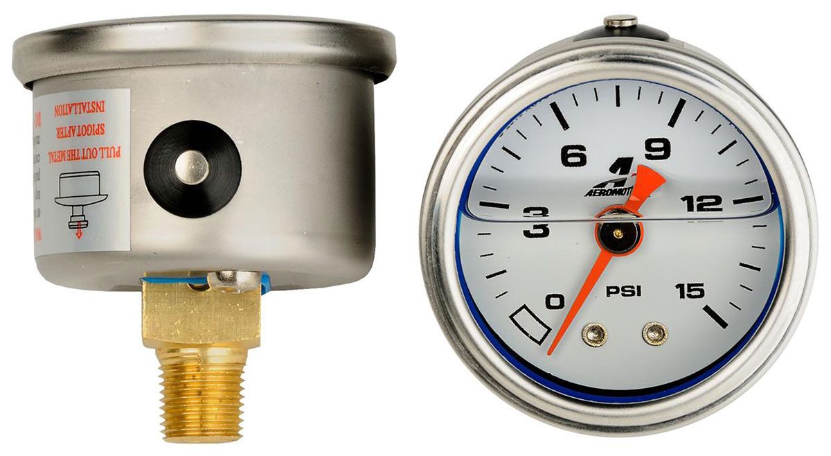 ARO15632 -  1-1/2" Fuel Pressure Gauge 0-15 PSI, Liquid Filled