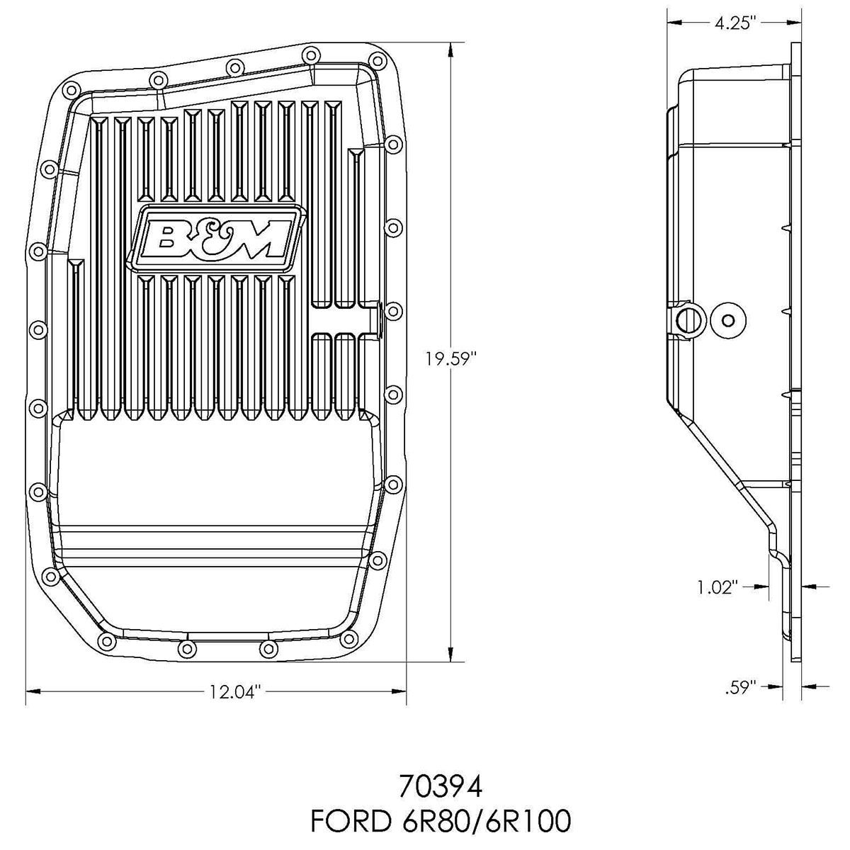 BM70394 - Deep Aluminium Trans Pan, Black Suit Ford 6R80 & 6R100