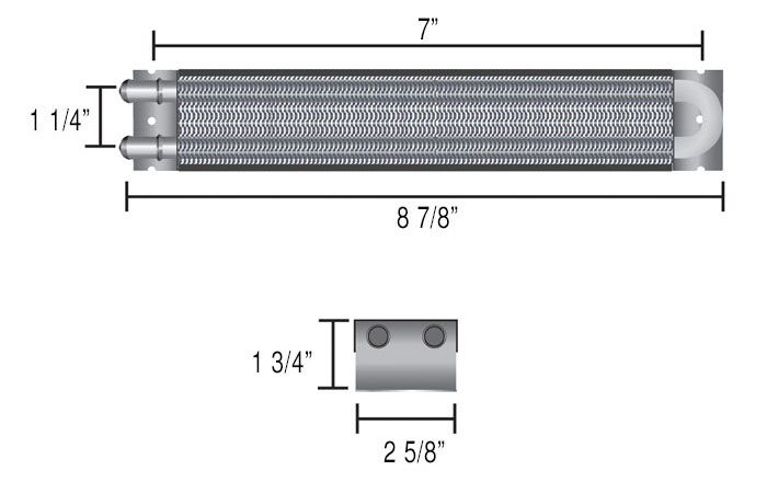 DP13310 - Derale Compact Fluid Cooler -6AN Inlets. 8-1/8" L x 2-3/4" H x 1-7/8" W