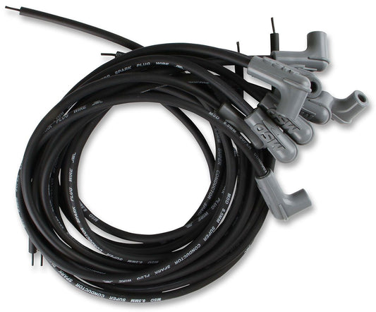 MSD31223 - Super Conductor Spark Plug Lead Set 8.5mm, Black, Universal 8 Cyl 90° Plug/90° HEI Distributor Cap Terminal
