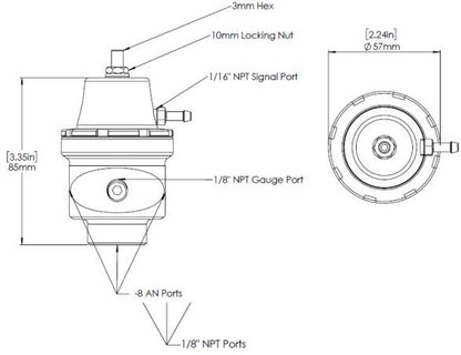 TS-0404-1132 - FPR8 Low Pressure (LP) Fuel Pressure Regulator Suit -8AN (Black)