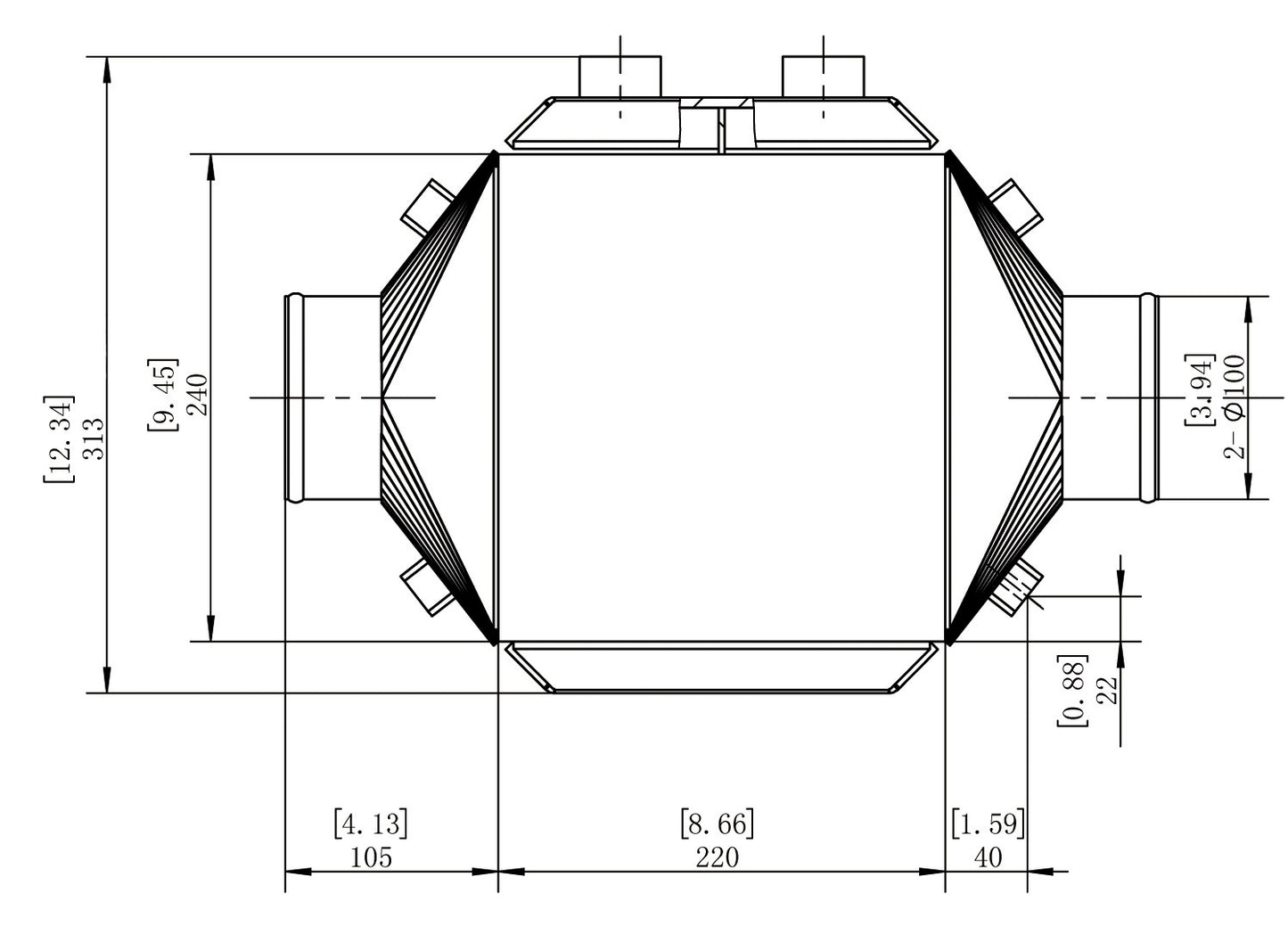 AF90-3000 - Aeroflow Water to Air Intercooler, 17" x 12.25" x 9" Recommended for up to 2500 CFM / 2000 HP