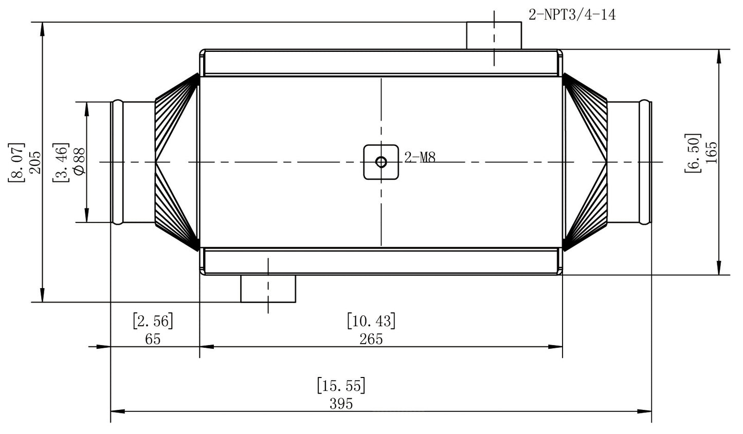 AF90-3001 - Aeroflow Water to Air Intercooler, 15" x 6.5" x 6" Recommended for up to 1200 CFM / 1200 HP