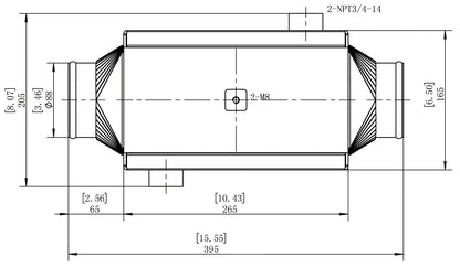 AF90-3001 - Aeroflow Water to Air Intercooler, 15" x 6.5" x 6" Recommended for up to 1200 CFM / 1200 HP