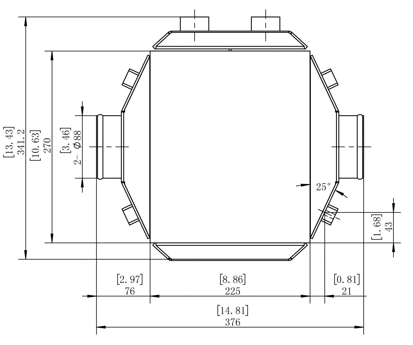 AF90-3002 - Aeroflow Water to Air Intercooler, 14" x 15" x 4.6" Recommended for up to 1500 CFM / 1200 HP