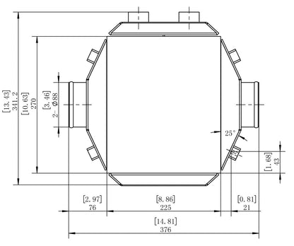 AF90-3002 - Aeroflow Water to Air Intercooler, 14" x 15" x 4.6" Recommended for up to 1500 CFM / 1200 HP