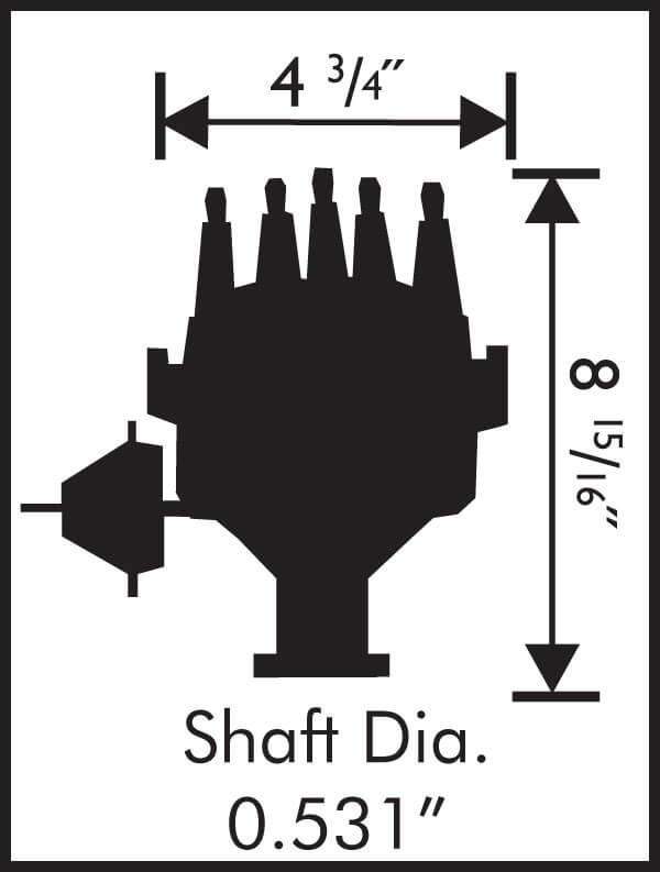 MSD8350 - Pro-Billet Ready-To-Run Distributor with Iron Gear .510" Dia. (13mm) Suit Ford 302-351C and 429-460. Will not fit late XD blocks