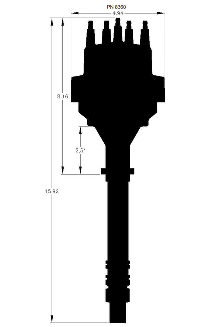 MSD8360 -  Pro-Billet Ready-To-Run Distributor Chev Small/Big Block, Magnetic Pickup, Vacuum Advance, High Output Module